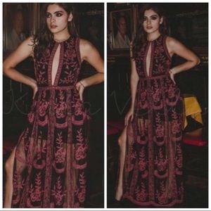 SOLD Honey Punck Black and Burgundy Lace Maxi Romper Dress - last one!